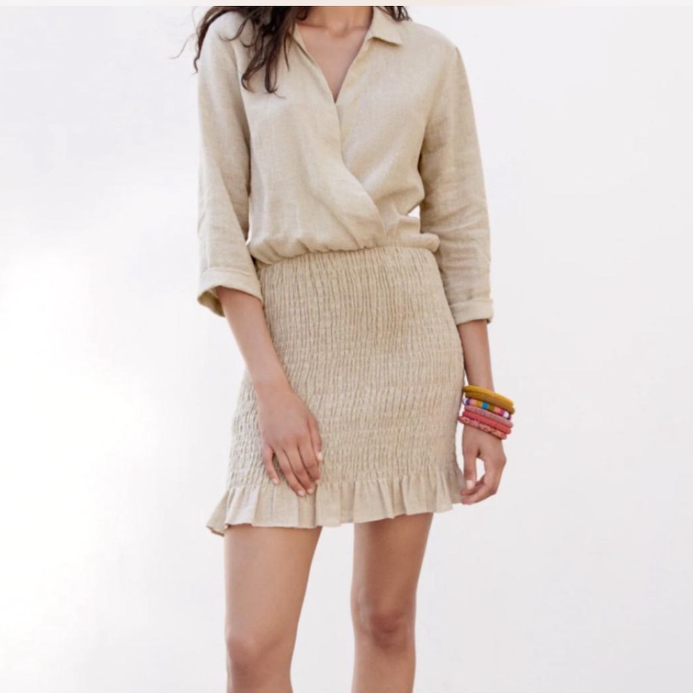 Zara Elegant Beige Wrap Valery‎ Dress